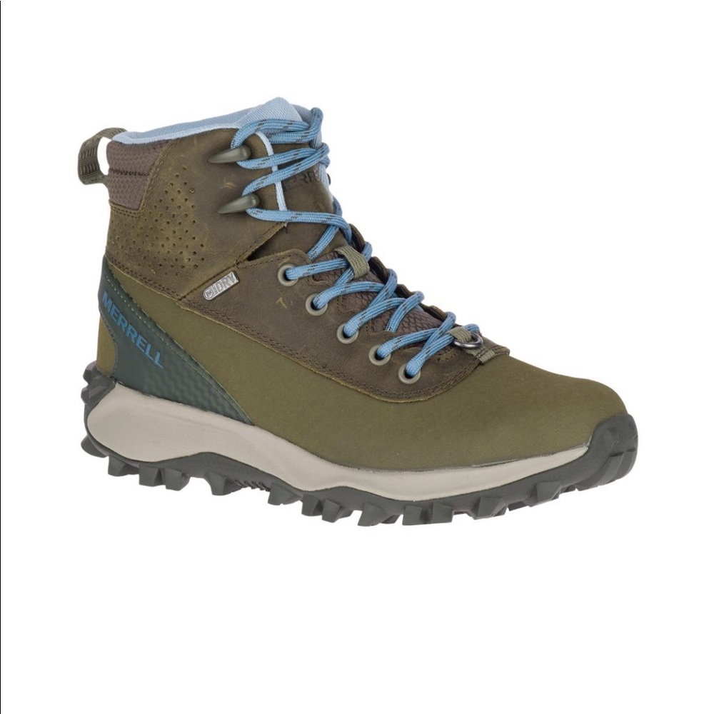 Merrell Olive Green and Light Blue Lace-Up Hiking Boots